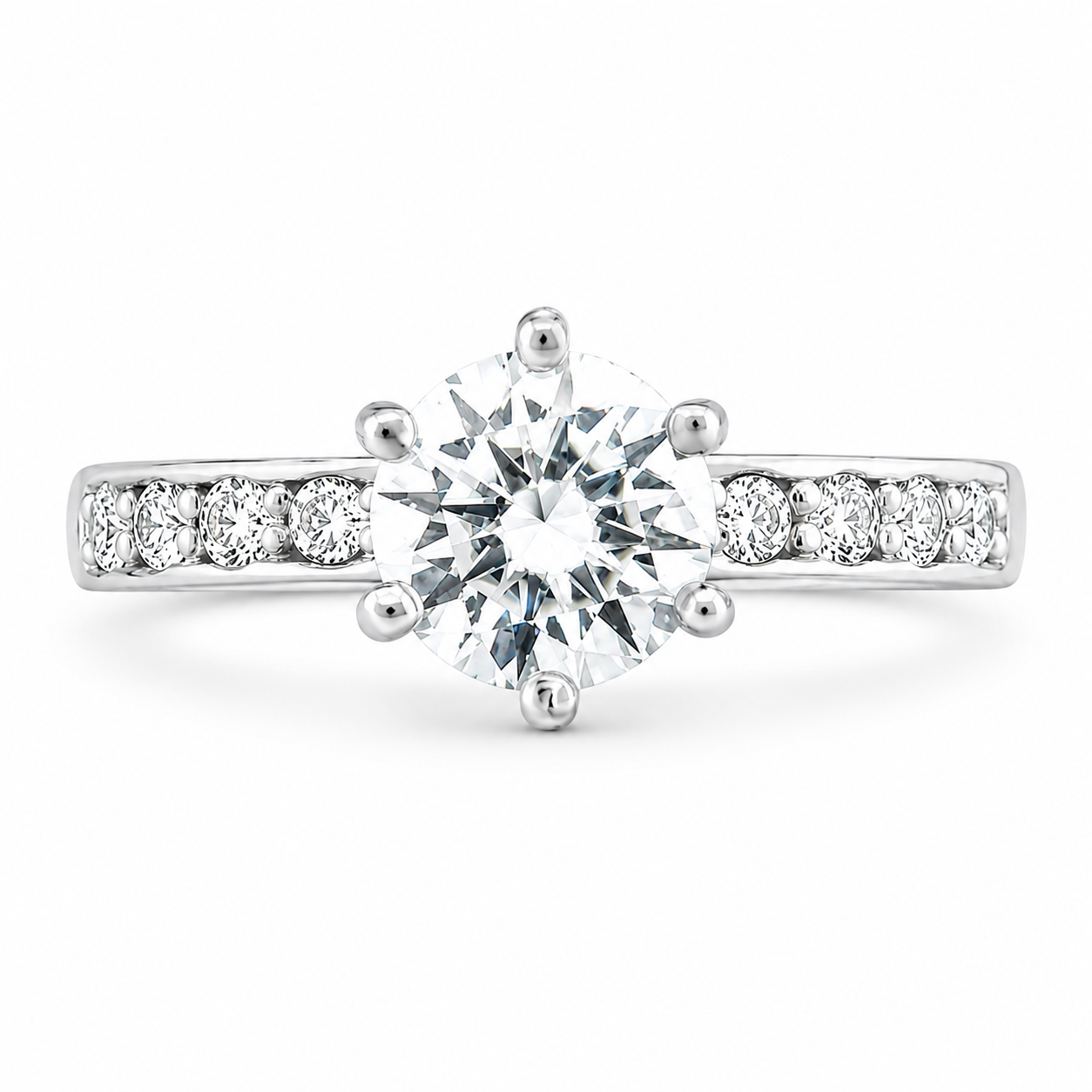 Mia 2.44 ct Lab Grown Round Cut Pave 6 Prong Diamond Engagement Ring
