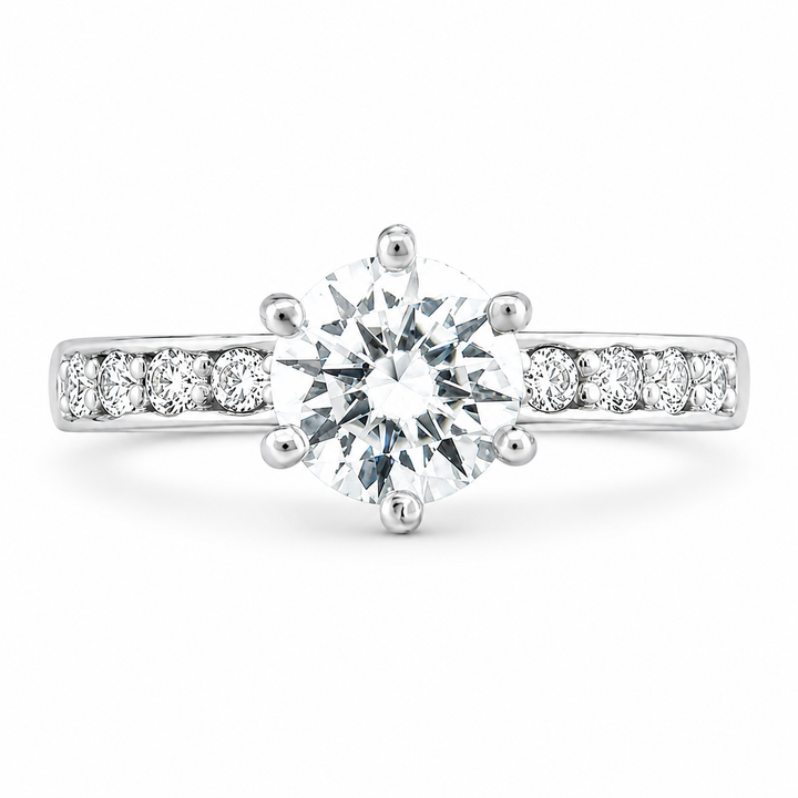 Mia  Lab Grown Round Cut Pave 6 Prong Diamond Engagement Ring