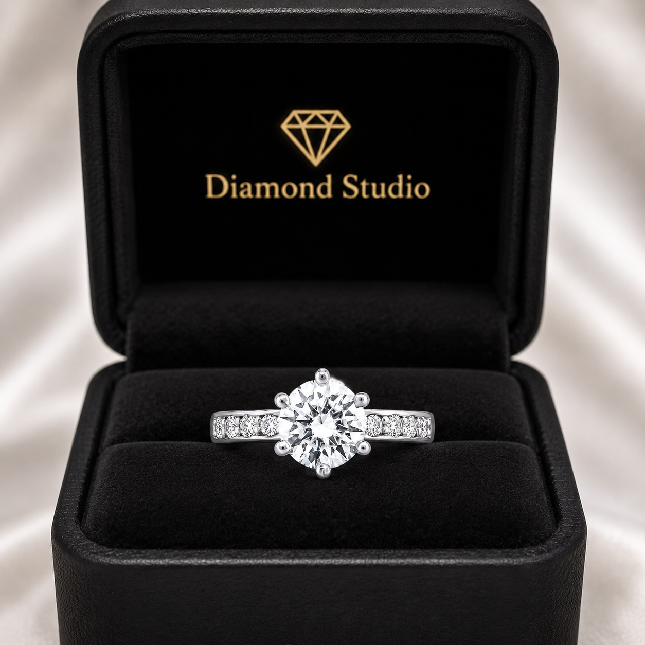 Mia 2.44 ct Lab Grown Round Cut Pave 6 Prong Diamond Engagement Ring