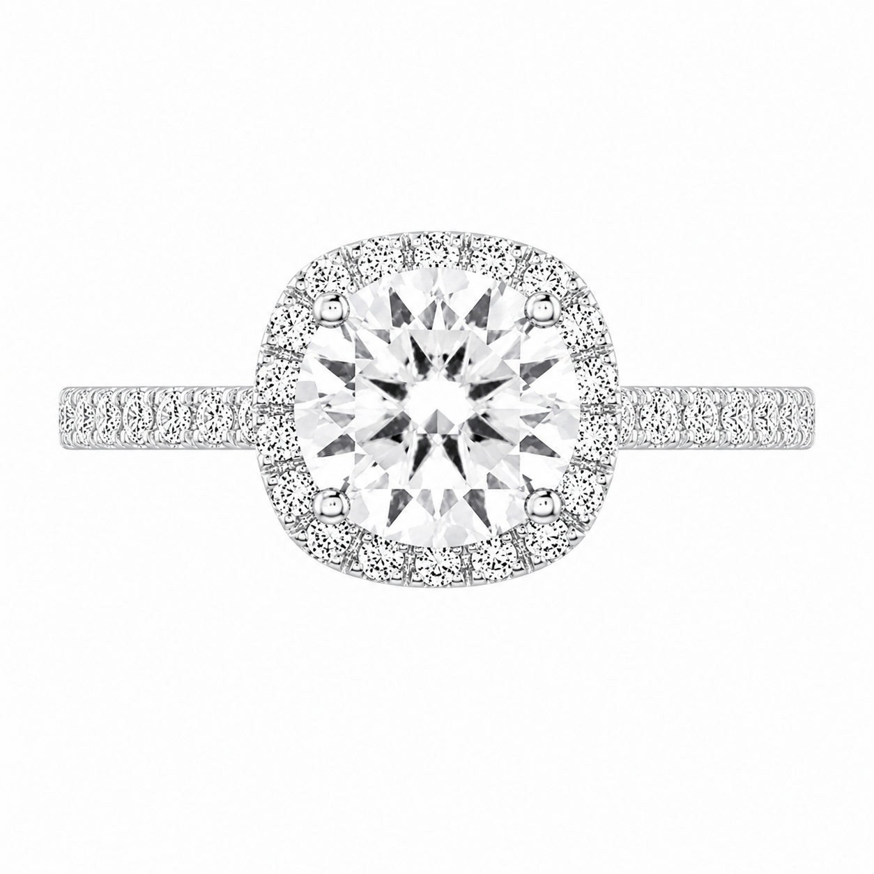 Emma 3.28 ct Lab Grown Round Cut Halo Pave Diamond Engagement Ring