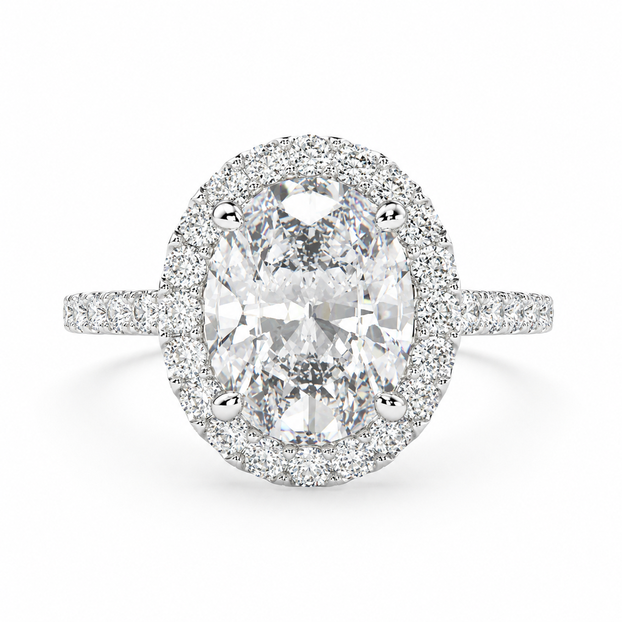 Bianca 4.5 Carat Oval Cut Halo Pave Engagement Ring