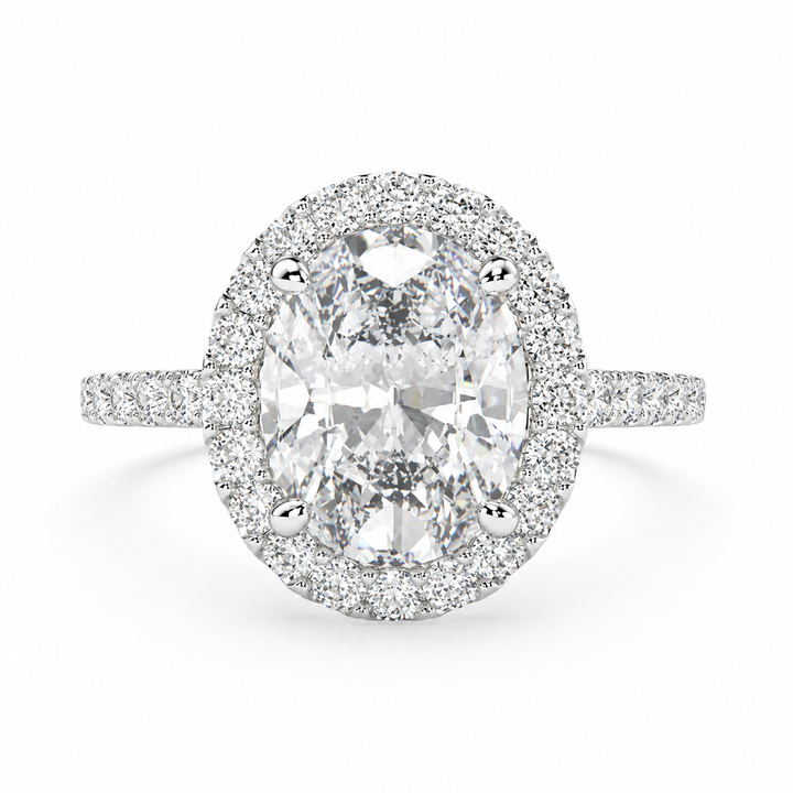 Bianca 4.5 Carat Oval Cut Halo Pave Engagement Ring
