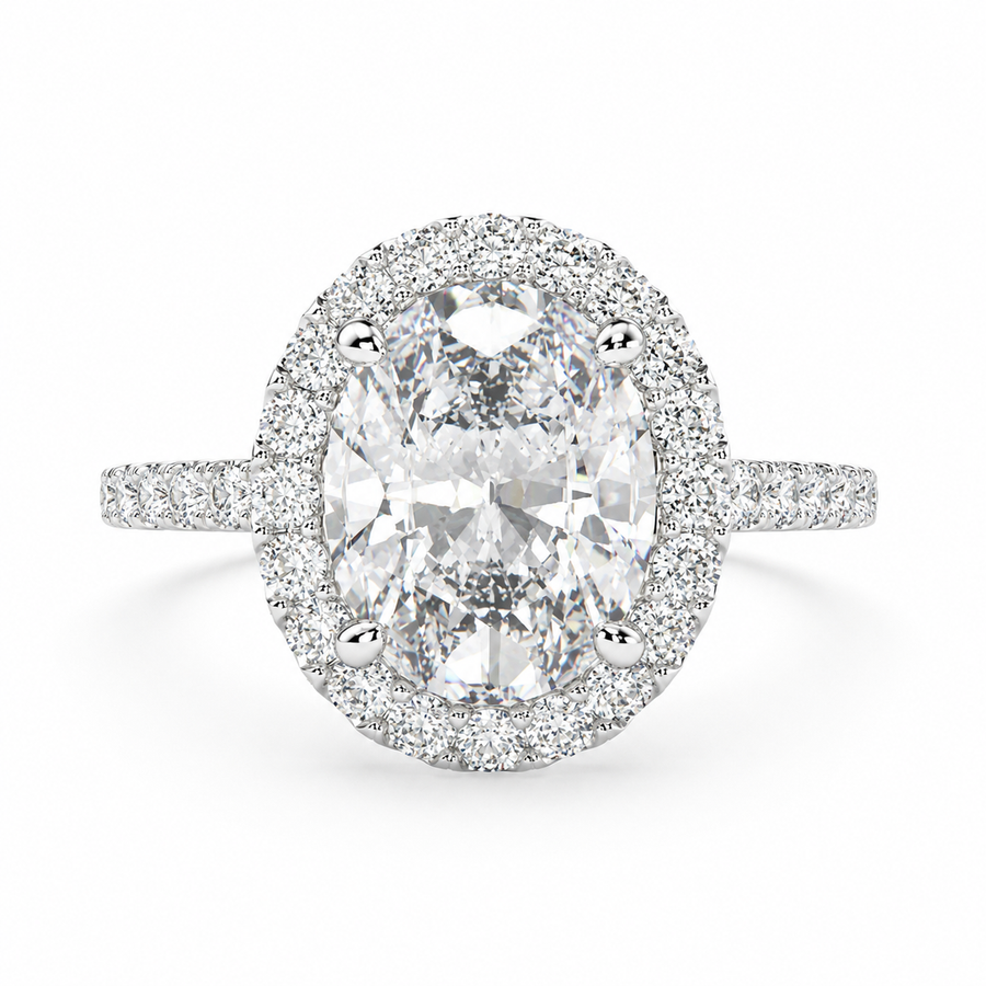 Bianca 4.5 Carat Oval Cut Halo Pave Engagement Ring