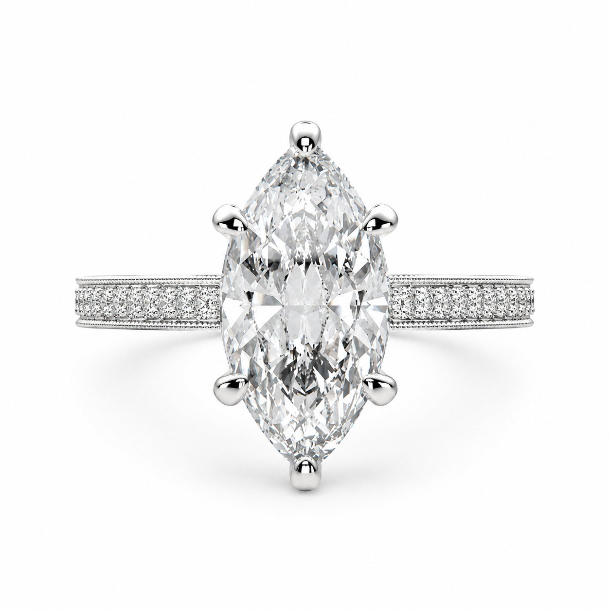 Martina 3.75 Carat Marquise Cut Pave Engagement Ring