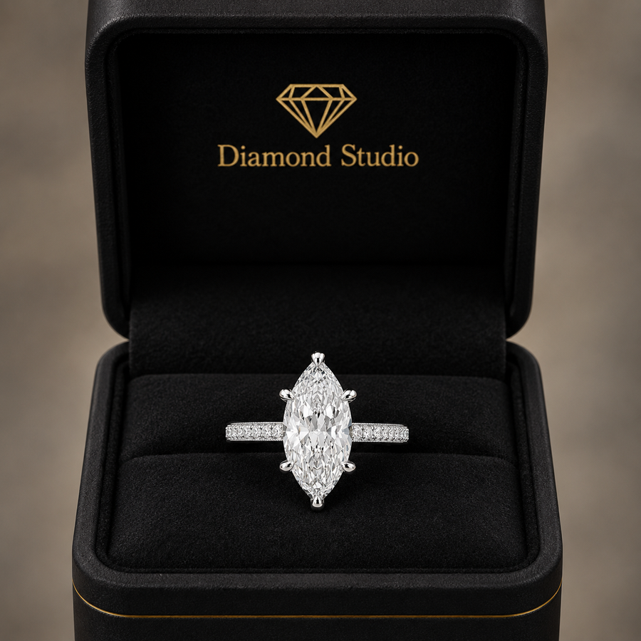 Martina 3.75 Carat Marquise Cut Pave Engagement Ring