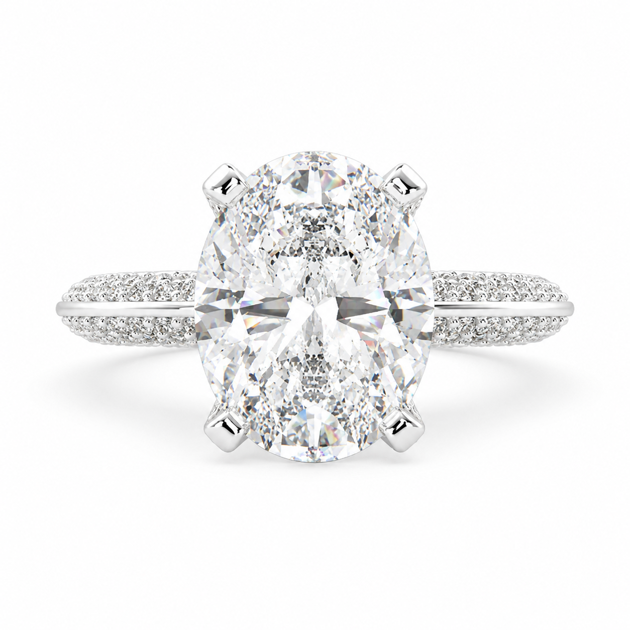 Daria 4.75 Carat Oval Cut Pave 6 Prong Engagement Ring