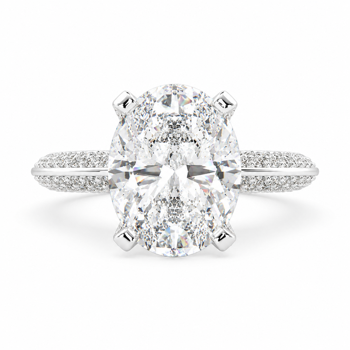 Daria 4.75 Carat Oval Cut Pave 6 Prong Engagement Ring
