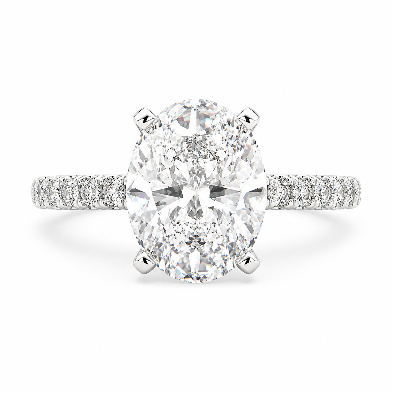 Ginevra 3.2 Carat Oval Cut Tapered Engagement Ring