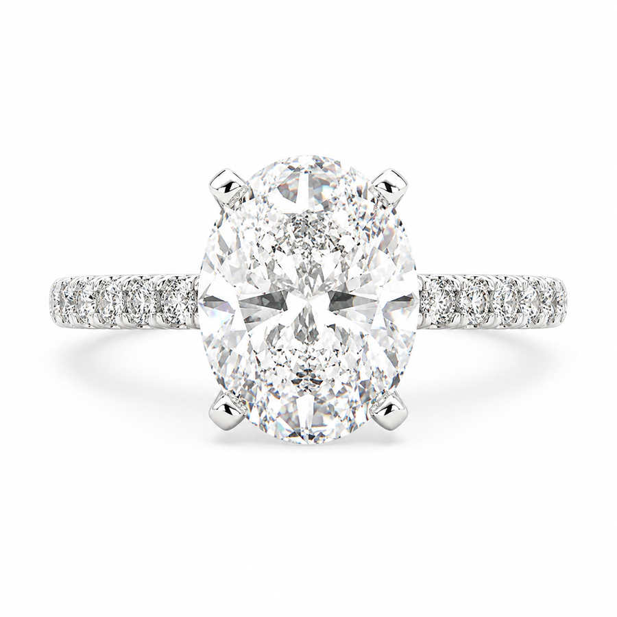 Ginevra 3.2 Carat Oval Cut Tapered Engagement Ring