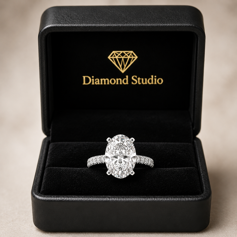 Ginevra 3.2 Carat Oval Cut Tapered Engagement Ring