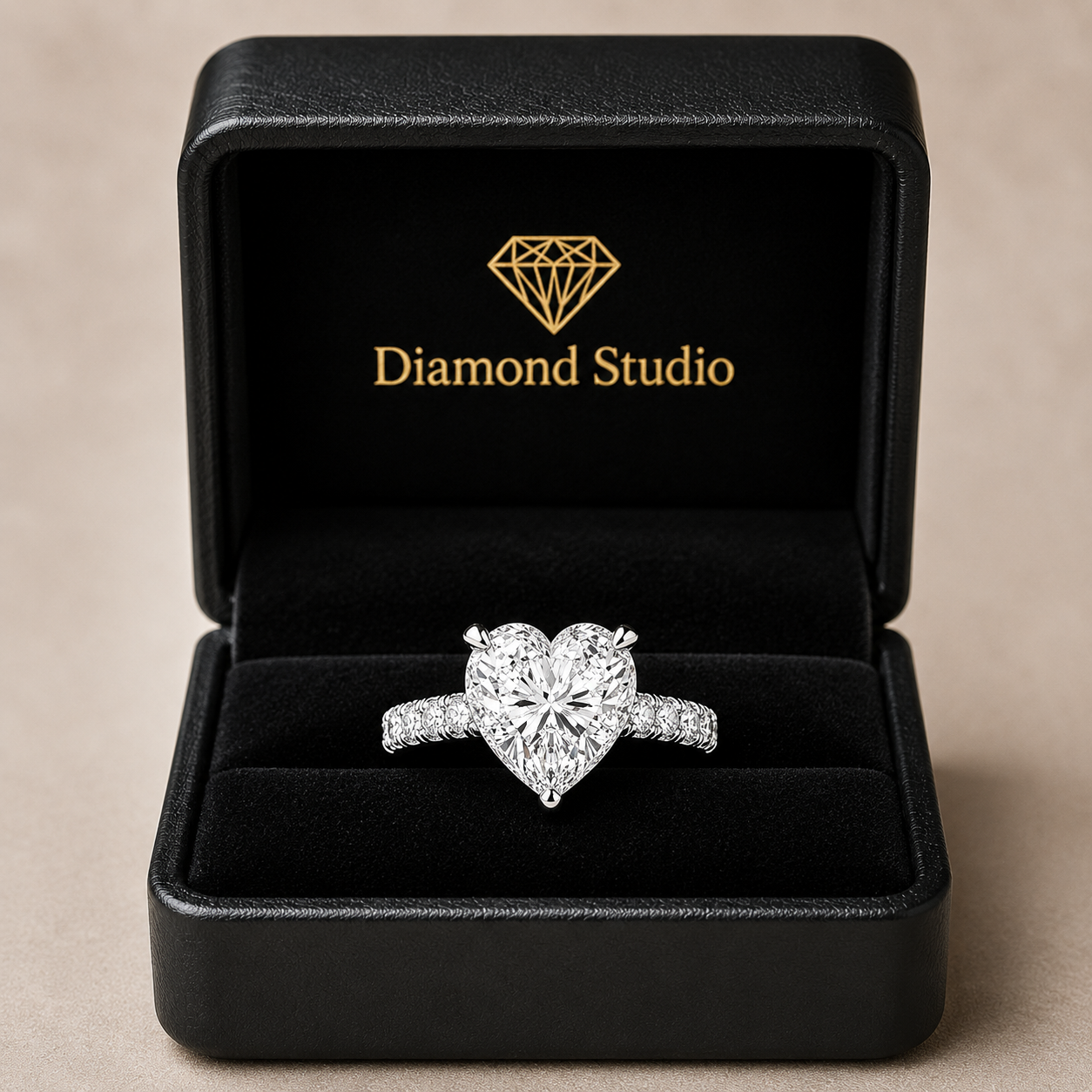 Ginevra 3.2 Carat Heart Cut Tapered Engagement Ring