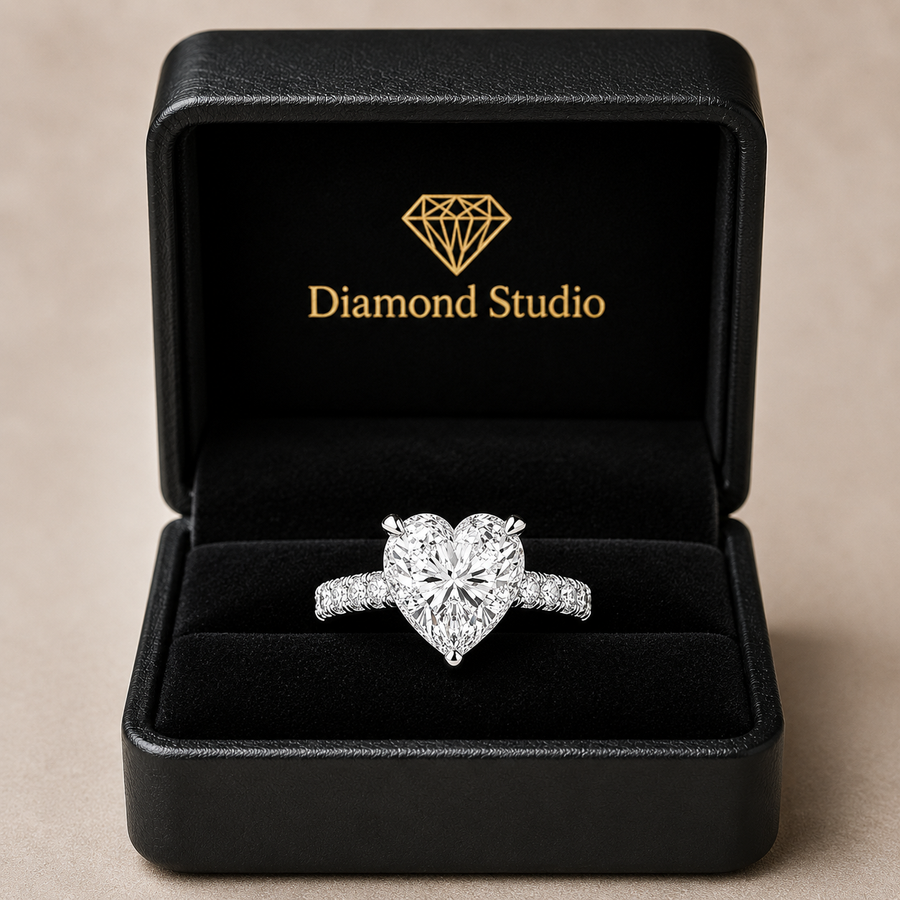 Ginevra 3.2 Carat Heart Cut Tapered Engagement Ring