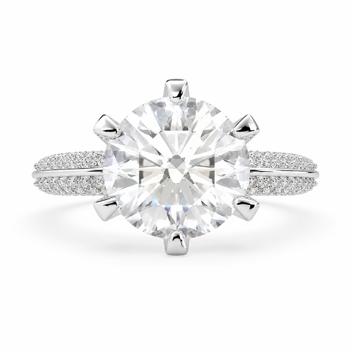 Daria 1.75 Carat Round Cut Pave 6 Prong Engagement Ring