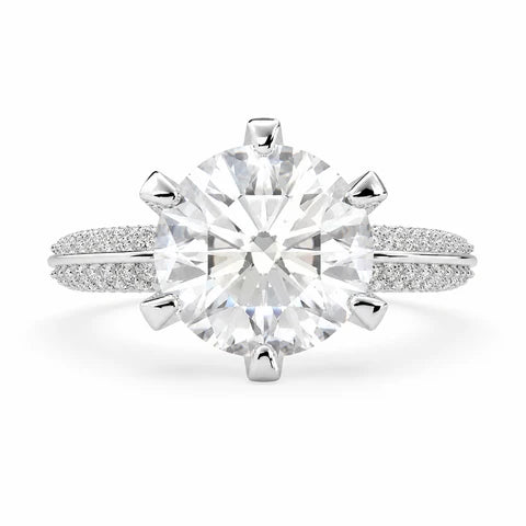 Daria 3.75 Carat Round Cut Pave 6 Prong Engagement Ring