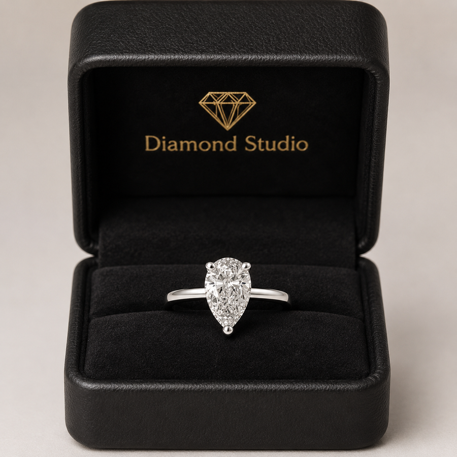 Juliana 3 Carat Pear Cut Classic Solitaire Engagement Ring