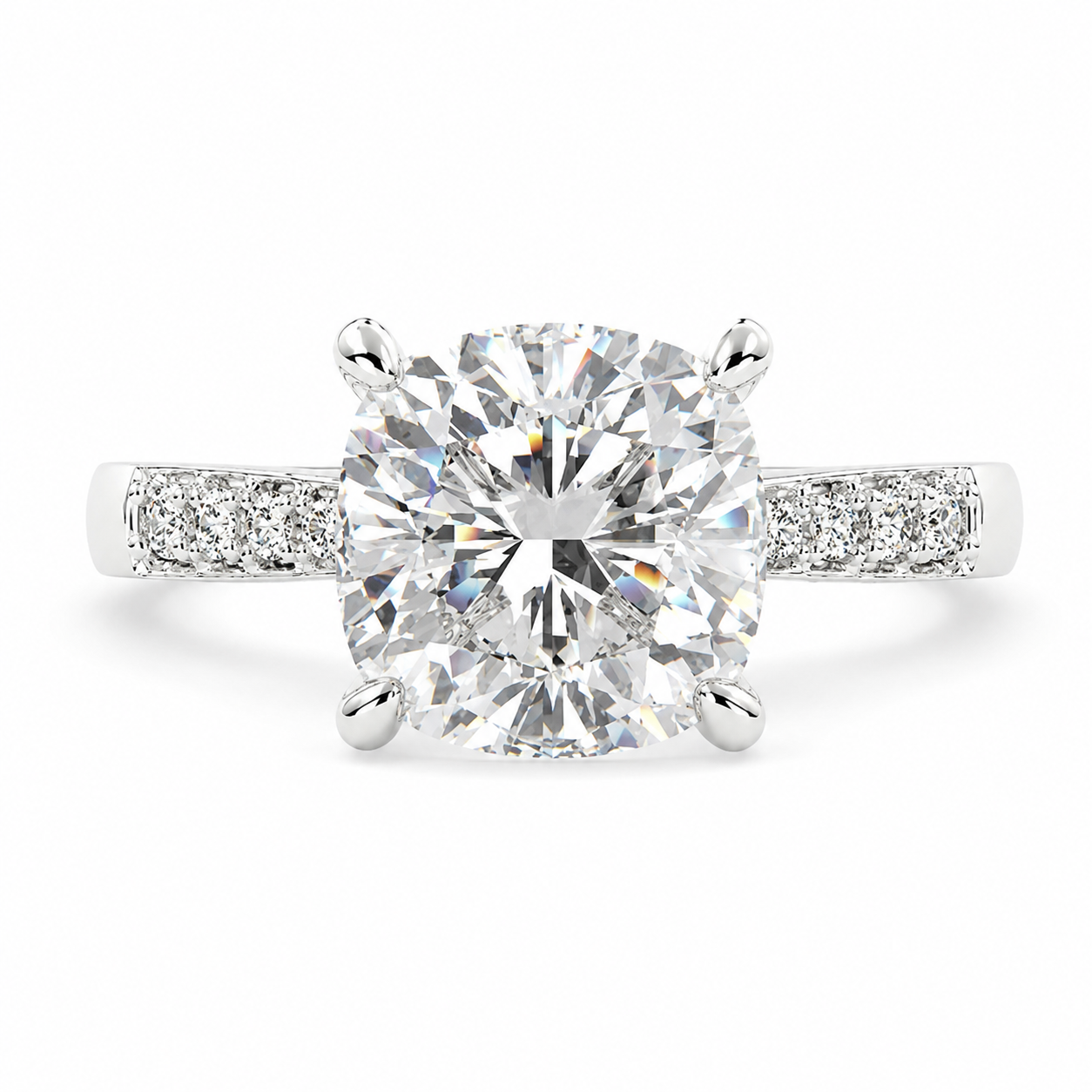 Federica 2.4 Carat Cushion Cut 4 Prong Engagement Ring