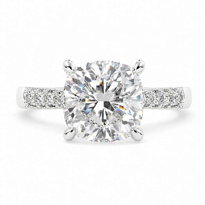 Federica 2.4 Carat Cushion Cut 4 Prong Engagement Ring