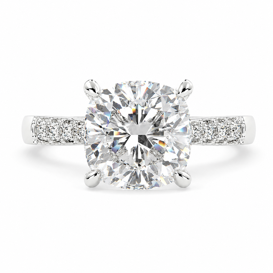 Federica 2.4 Carat Cushion Cut 4 Prong Engagement Ring