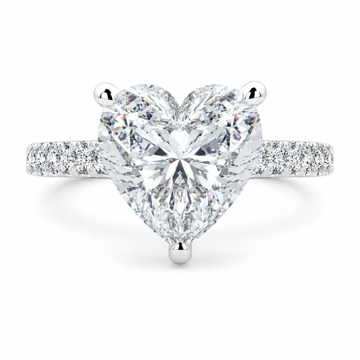 Karina 2.3 Carat Heart Cut Pave 6 Prong Engagement Ring