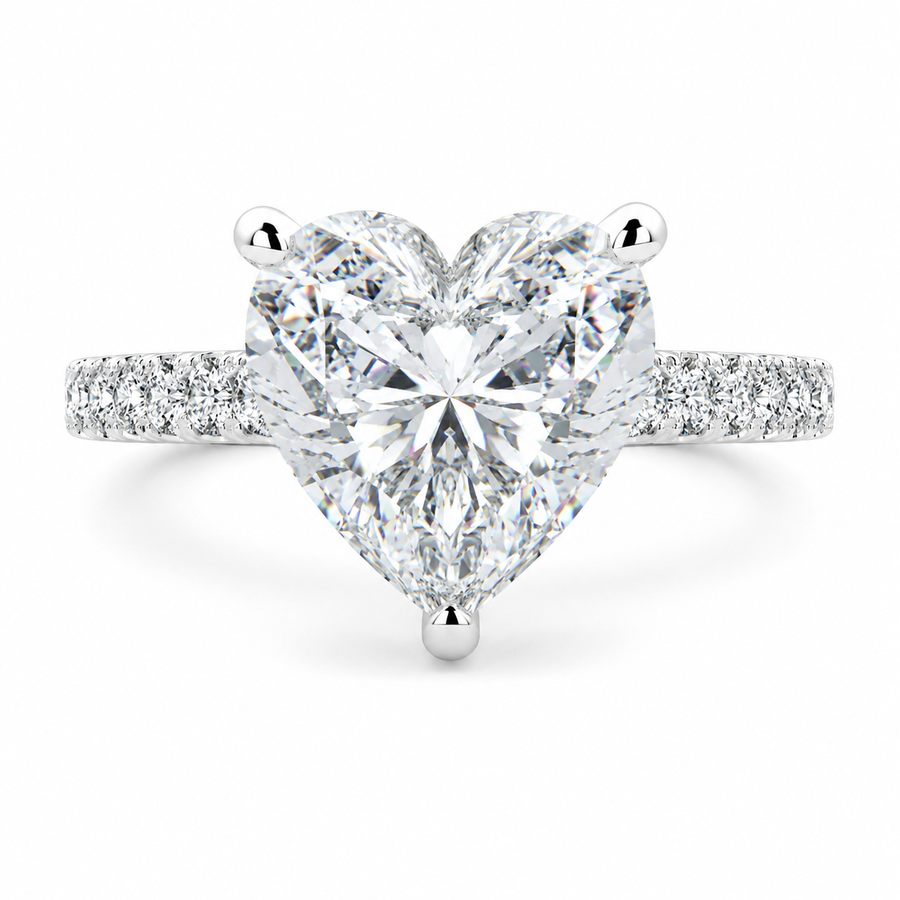 Karina 2.3 Carat Heart Cut Pave 6 Prong Engagement Ring