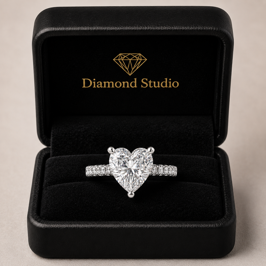 Karina 2.3 Carat Heart Cut Pave 6 Prong Engagement Ring