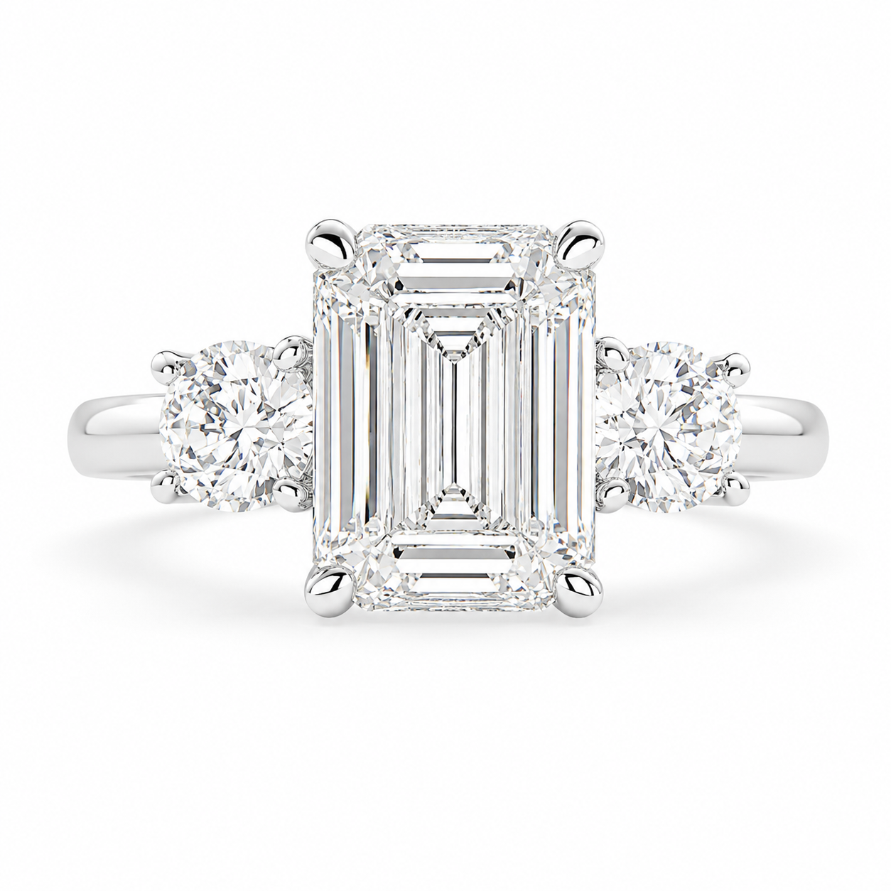 Hana 4.2 Carat Emerald Cut 3 Stone Engagement Ring