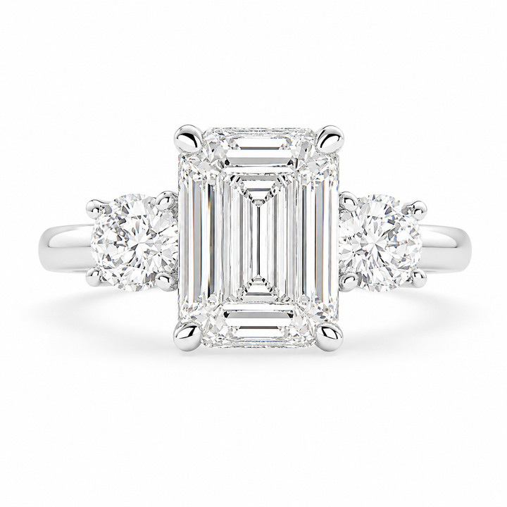 Hana 4.2 Carat Emerald Cut 3 Stone Engagement Ring