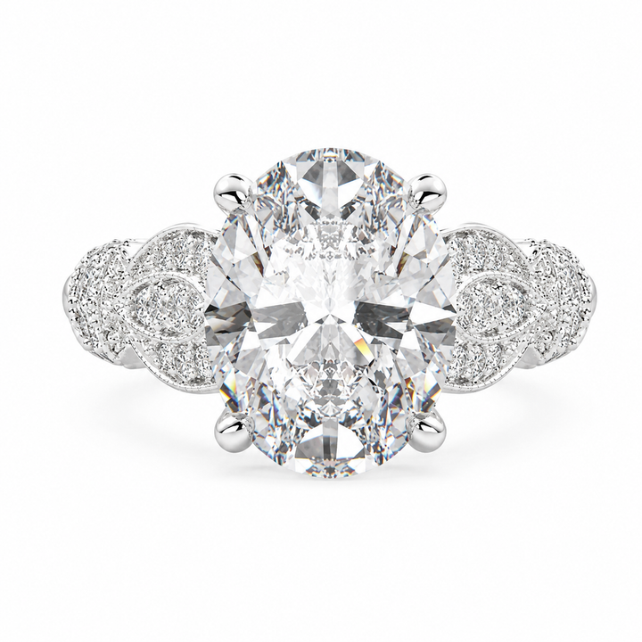 VS1 D Lab Grown Diamond Pave Oval Ring