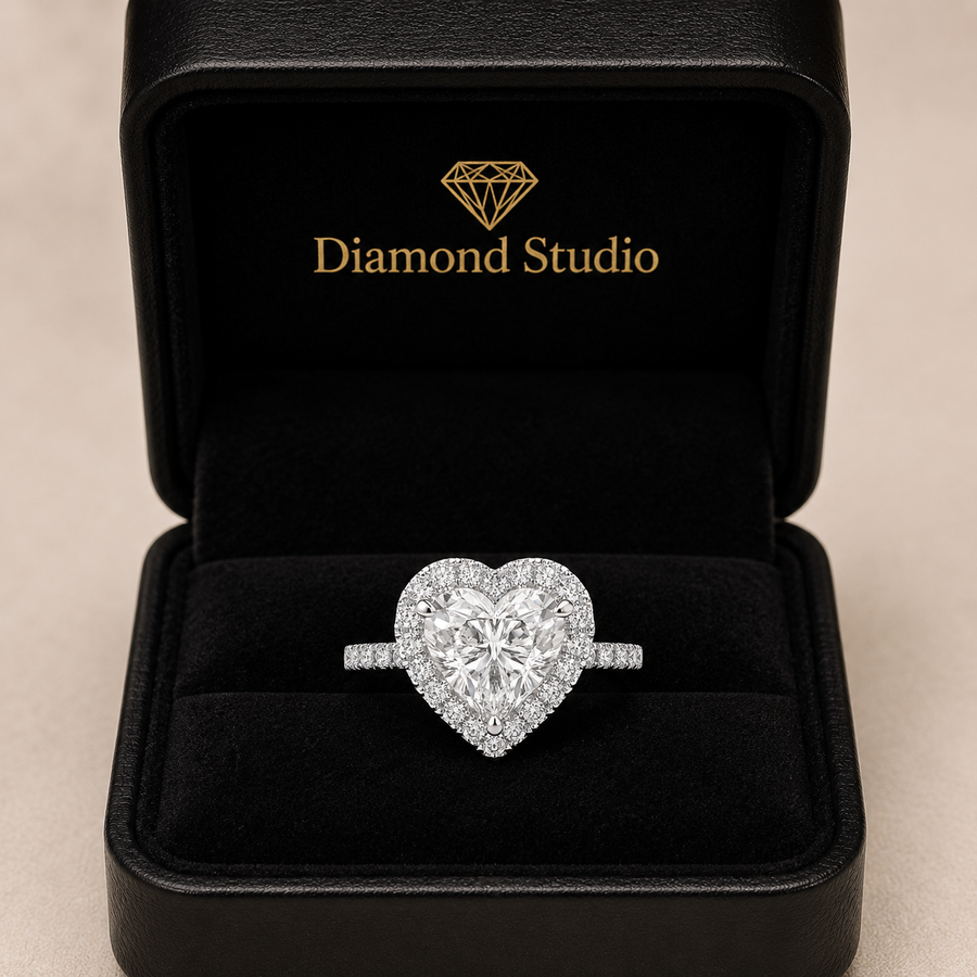 Isadora 3.4 Carat Heart Cut Halo Pave Engagement Ring