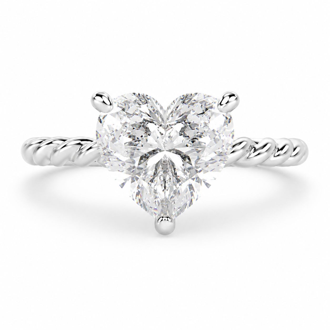 Renata 3 Carat Heart Cut Solitaire Rope Engagement Ring