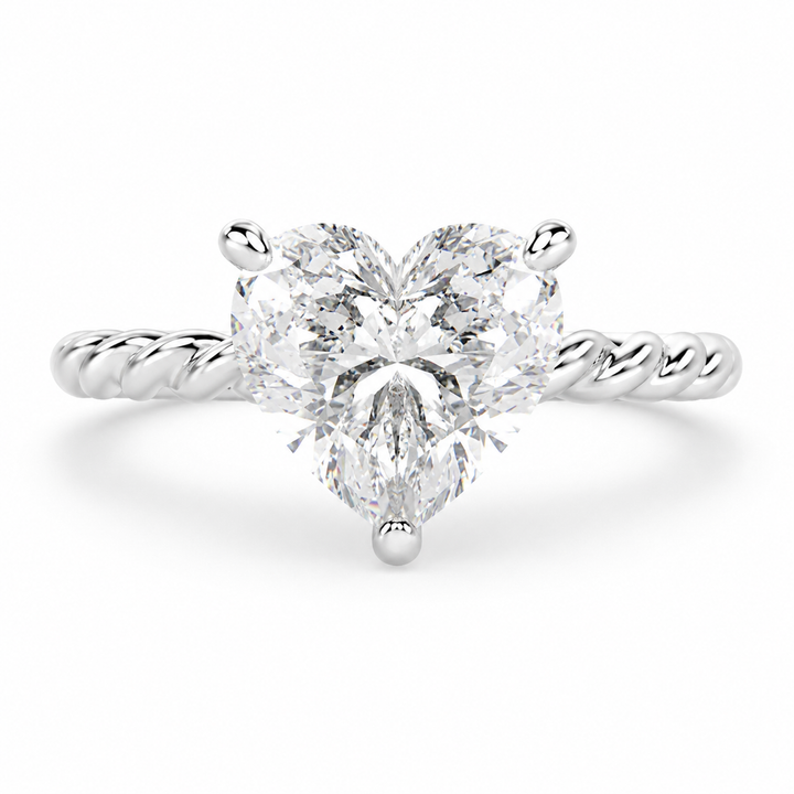 Renata 3 Carat Heart Cut Solitaire Rope Engagement Ring
