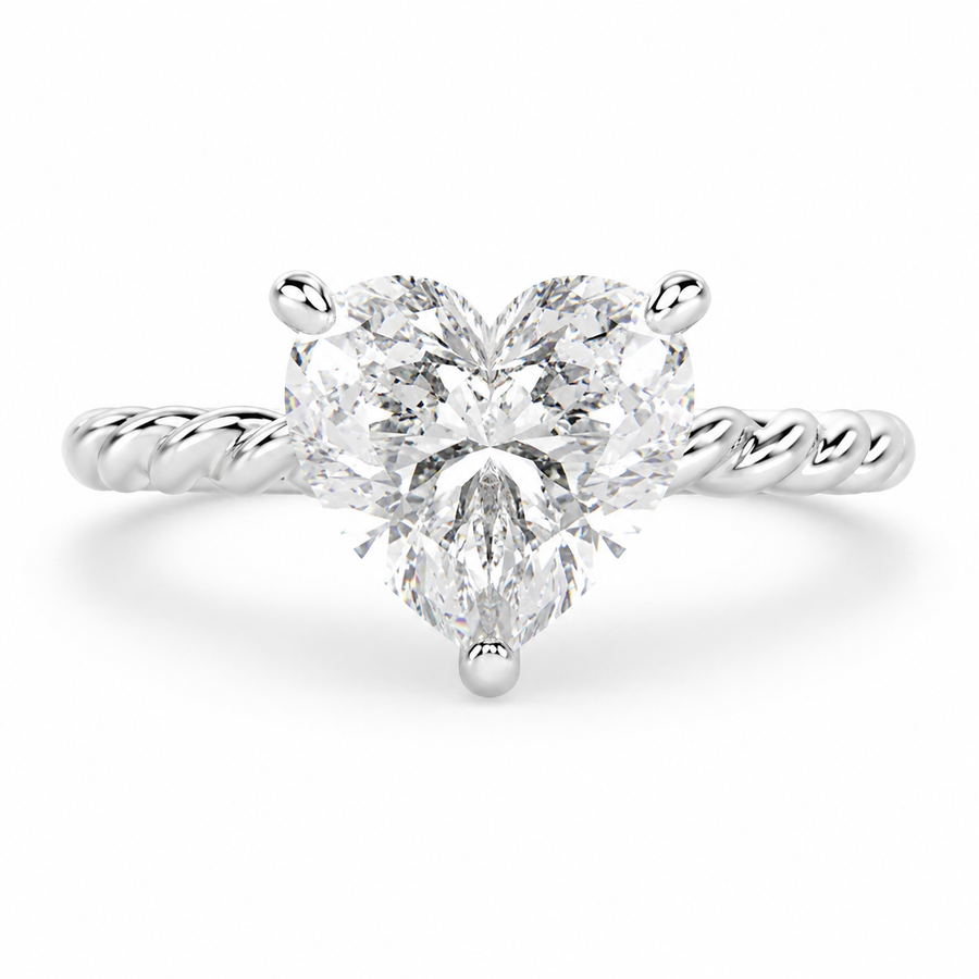 Renata 3 Carat Heart Cut Solitaire Rope Engagement Ring
