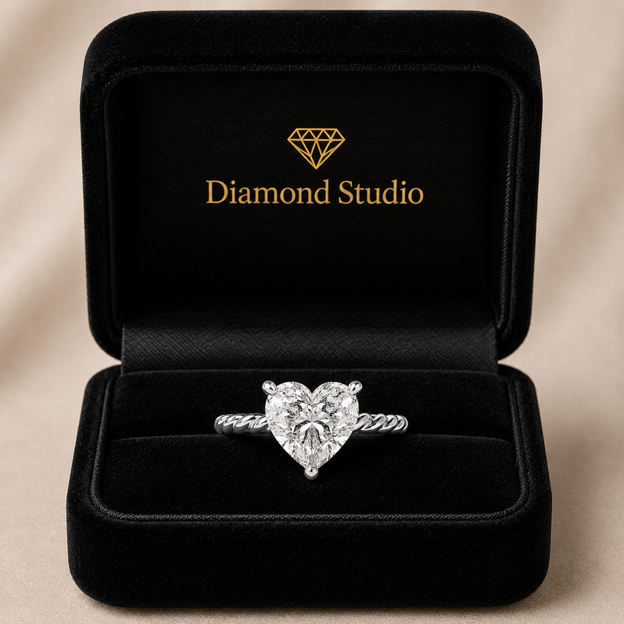 Renata 3 Carat Heart Cut Solitaire Rope Engagement Ring