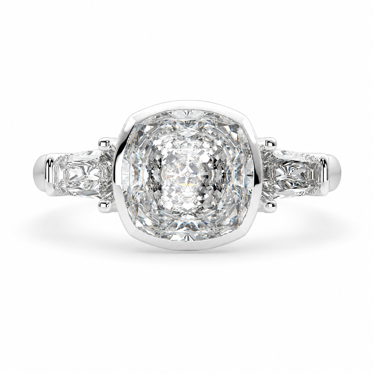 Emilia 3.5 Carat Cushion Cut Trilogy 3 Stone Engagement Ring