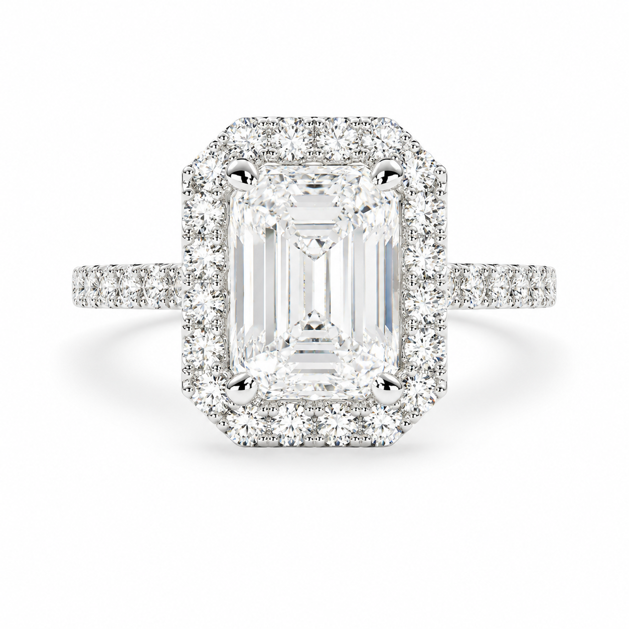 Isadora 2.4 Carat Radiant Cut Halo Pave Engagement Ring