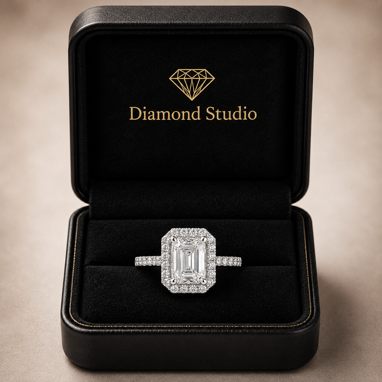 Isadora 2.4 Carat Radiant Cut Halo Pave Engagement Ring