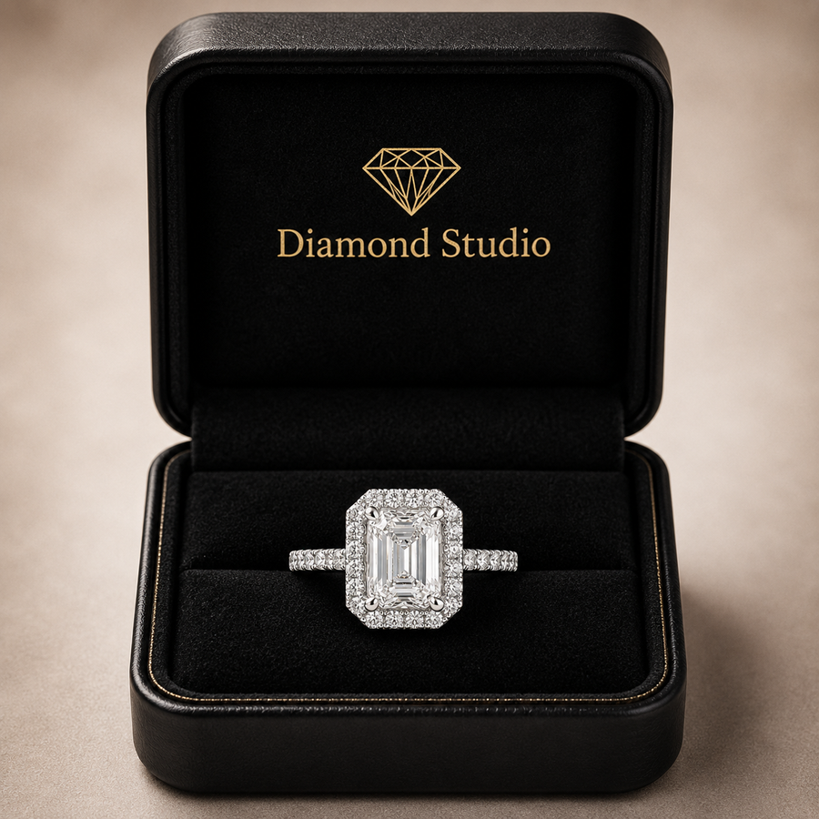 Isadora 2.4 Carat Radiant Cut Halo Pave Engagement Ring
