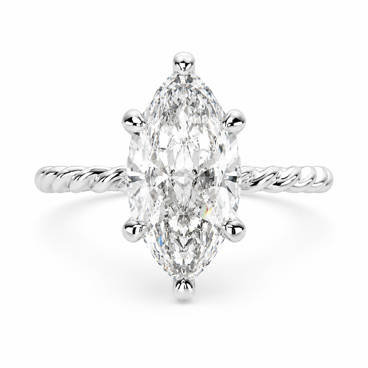 Renata 1 Carat Marquise Cut Solitaire Rope Engagement Ring