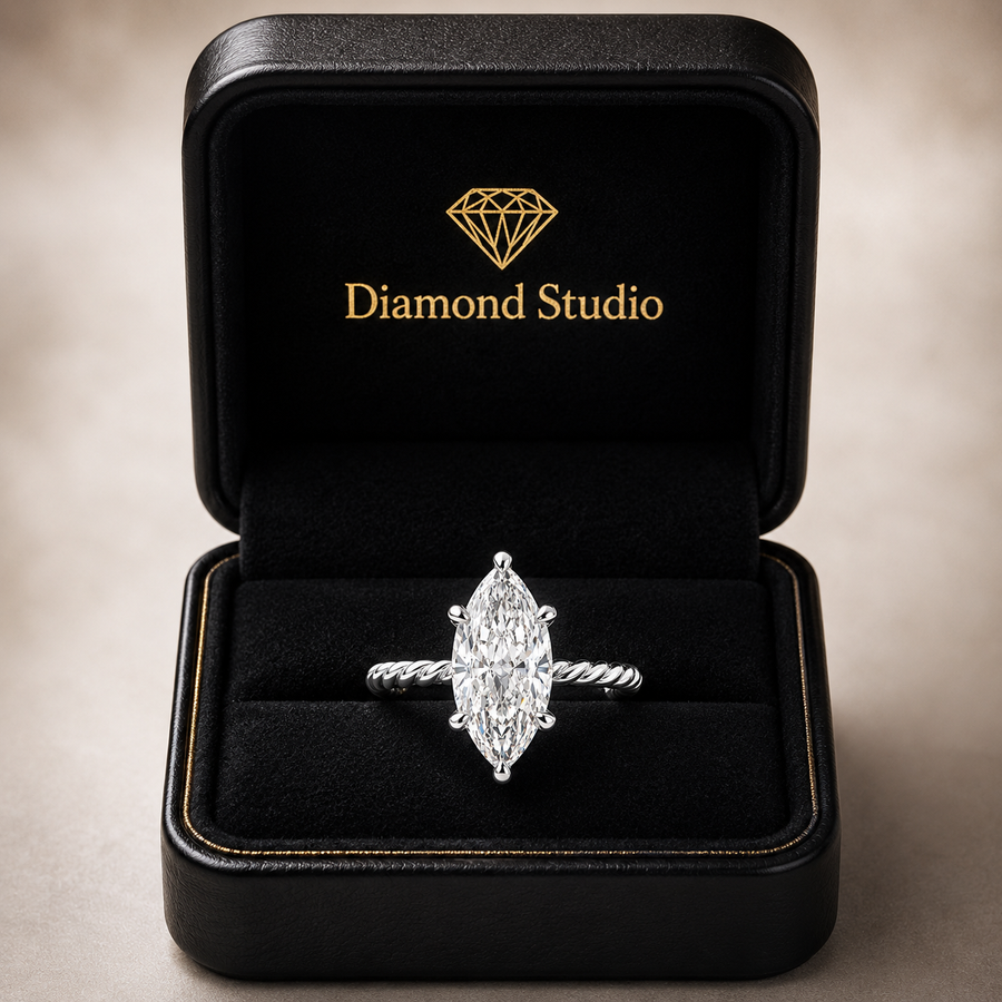 Renata 1 Carat Marquise Cut Solitaire Rope Engagement Ring