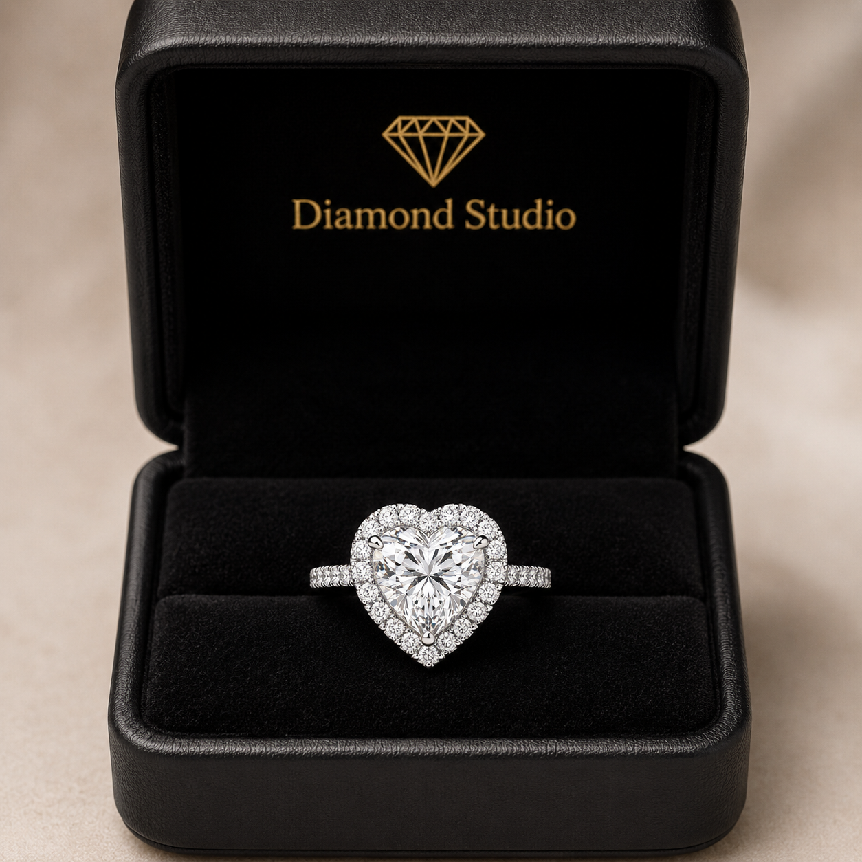Bianca 2.5 Carat Heart Cut Halo Pave Engagement Ring