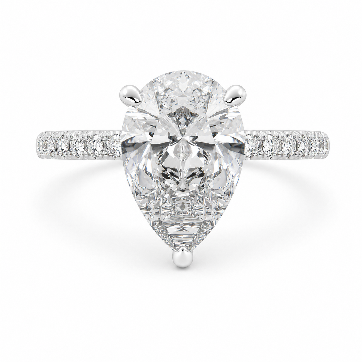 Ginevra 3.2 Carat Pear Cut Tapered Engagement Ring