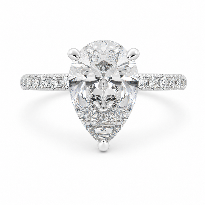 Ginevra 3.2 Carat Pear Cut Tapered Engagement Ring