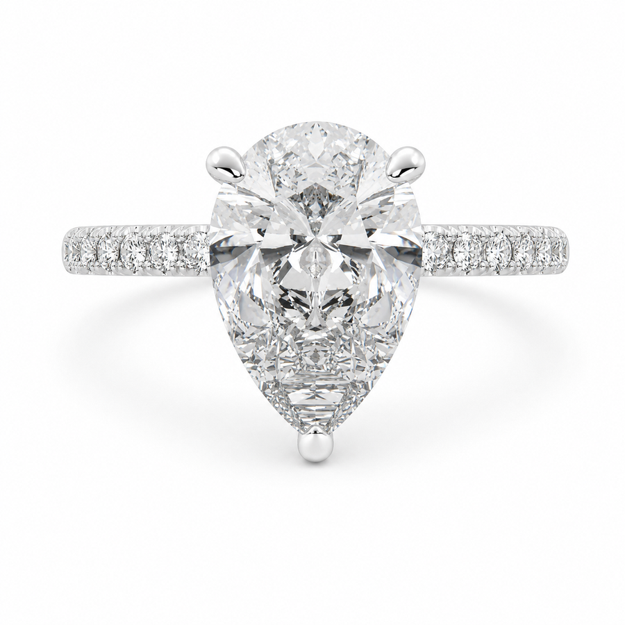 Ginevra 3.2 Carat Pear Cut Tapered Engagement Ring