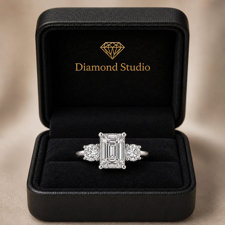 Hana 1.2 Carat Radiant Cut 3 Stone Engagement Ring