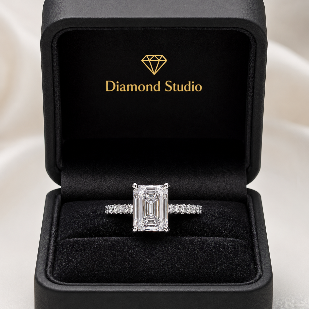 Ginevra 2.2 Carat Radiant Cut Tapered Engagement Ring