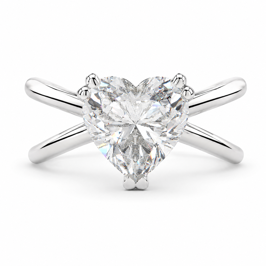Tatiana 4 Carat Heart Cut Solitaire Split Shank Engagement Ring