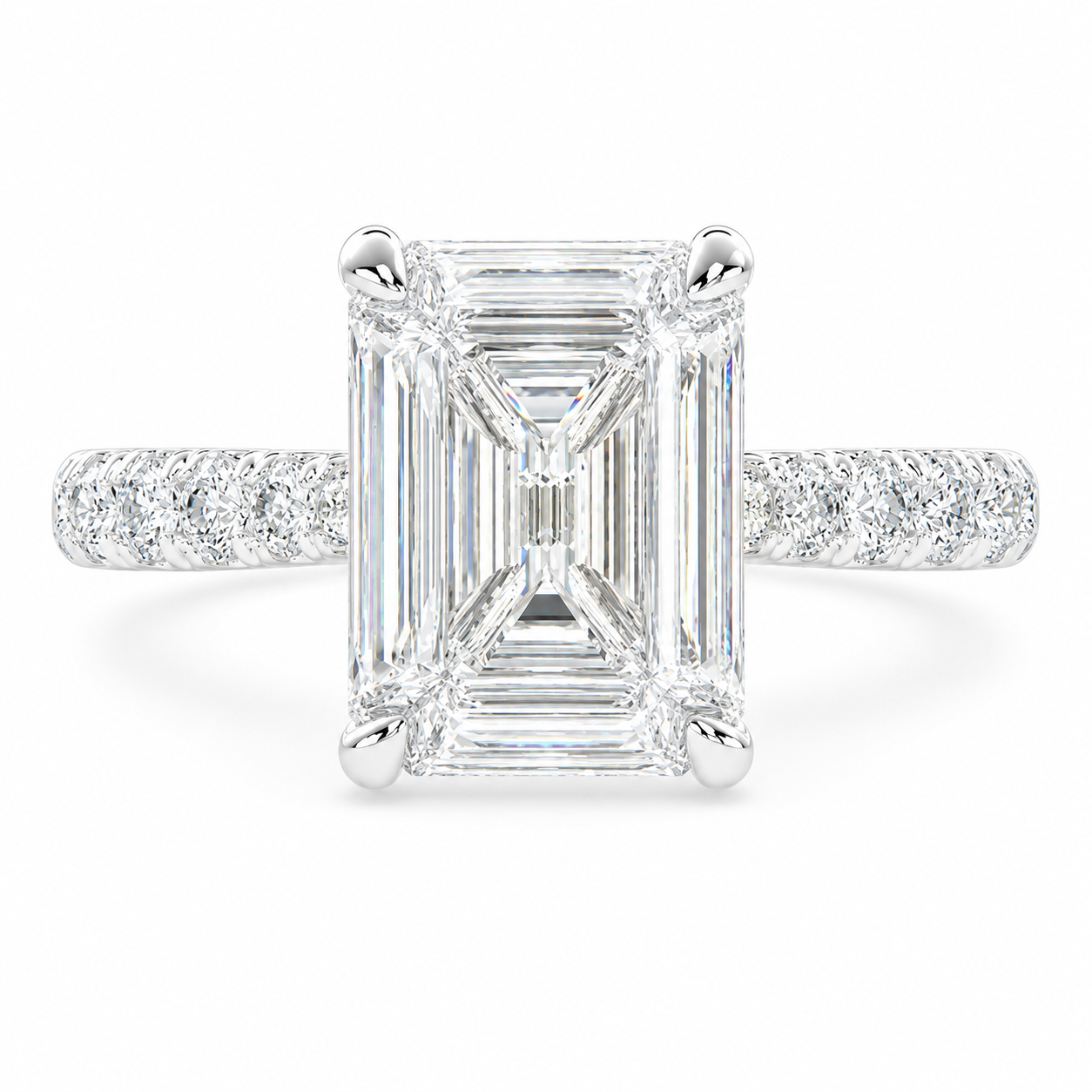 Ginevra 4.2 Carat Emerald Cut Tapered Engagement Ring