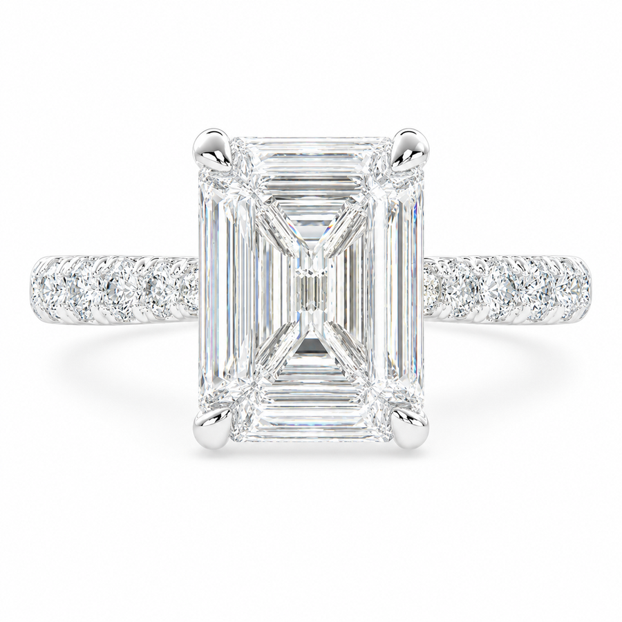 Ginevra 4.2 Carat Emerald Cut Tapered Engagement Ring