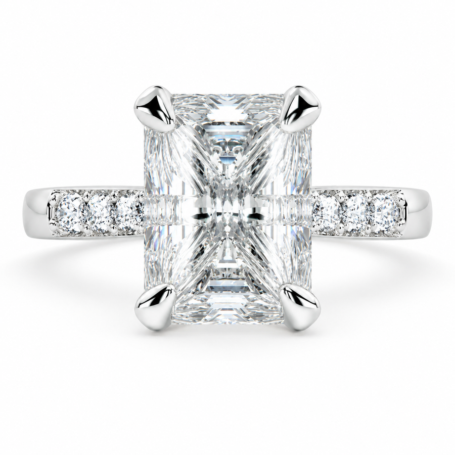 Federica 3.4 Carat Emerald Cut 4 Prong Engagement Ring
