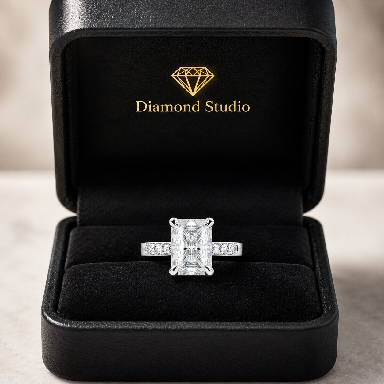 Federica 3.4 Carat Emerald Cut 4 Prong Engagement Ring